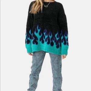 Black and Blue flame sweater